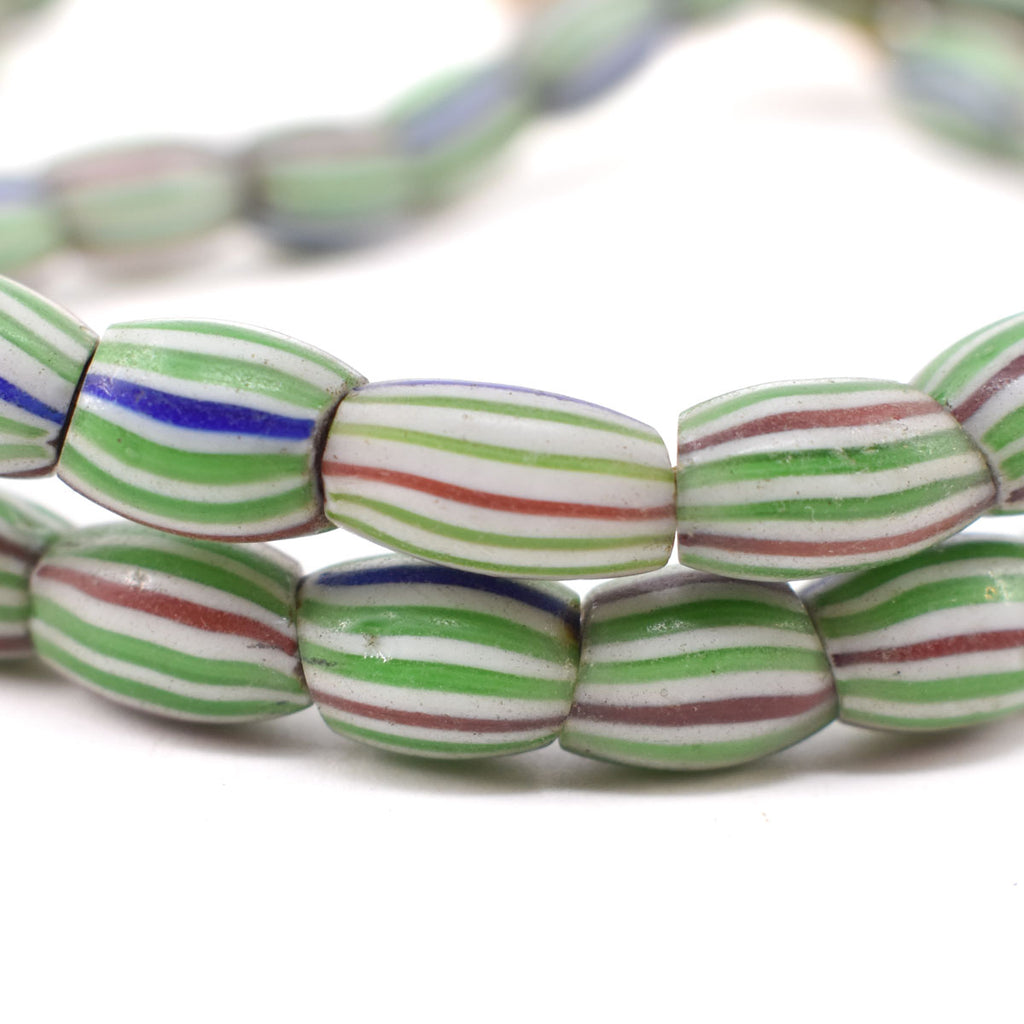 Green Striped Melon Venetian Trade Beads