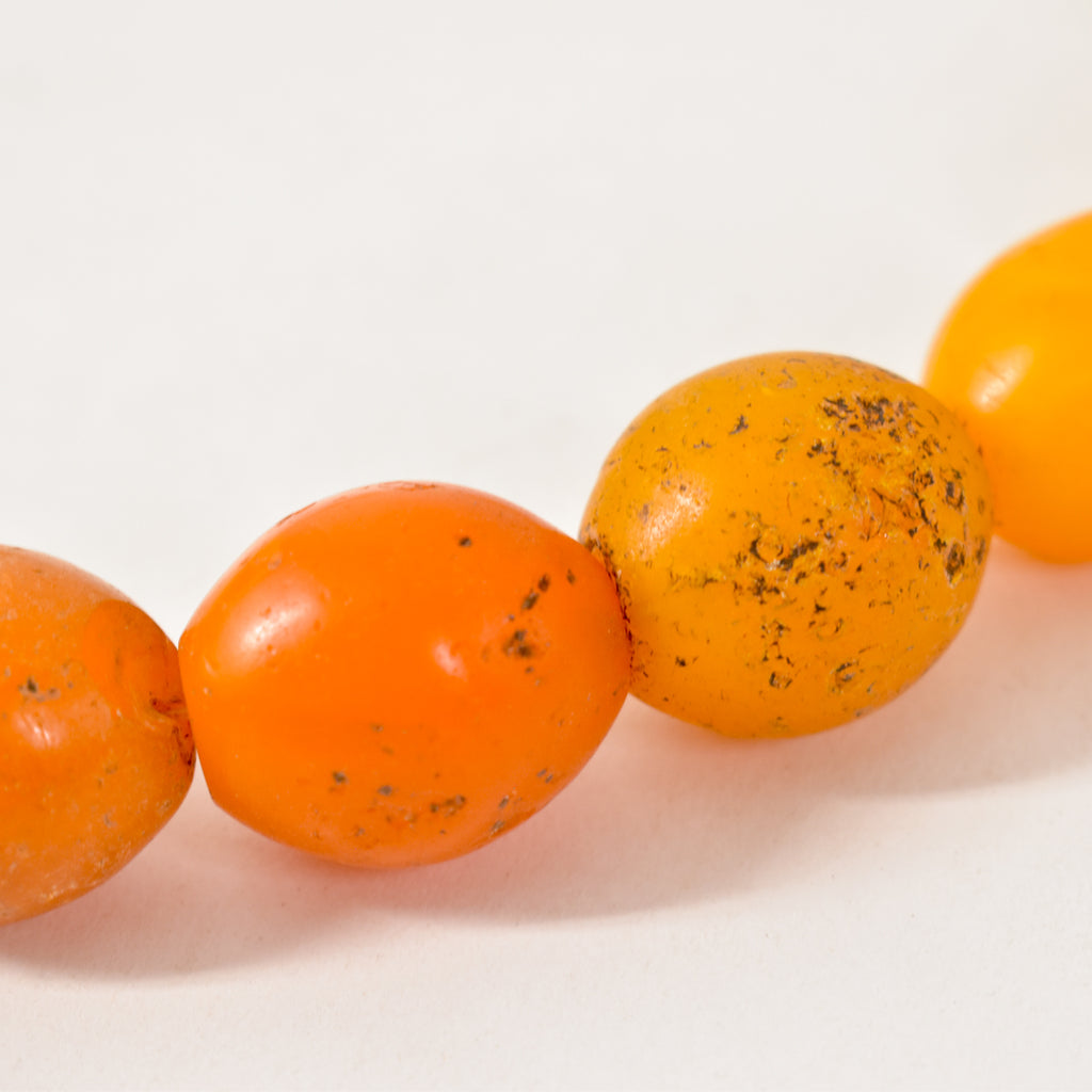 Venetian Pigeon Egg Yellow and Orange Large Trade Beads