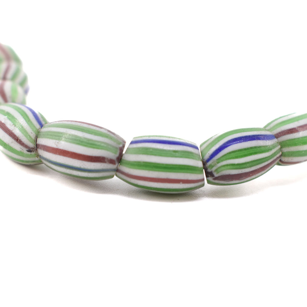 Green Striped Melon Venetian Trade Beads