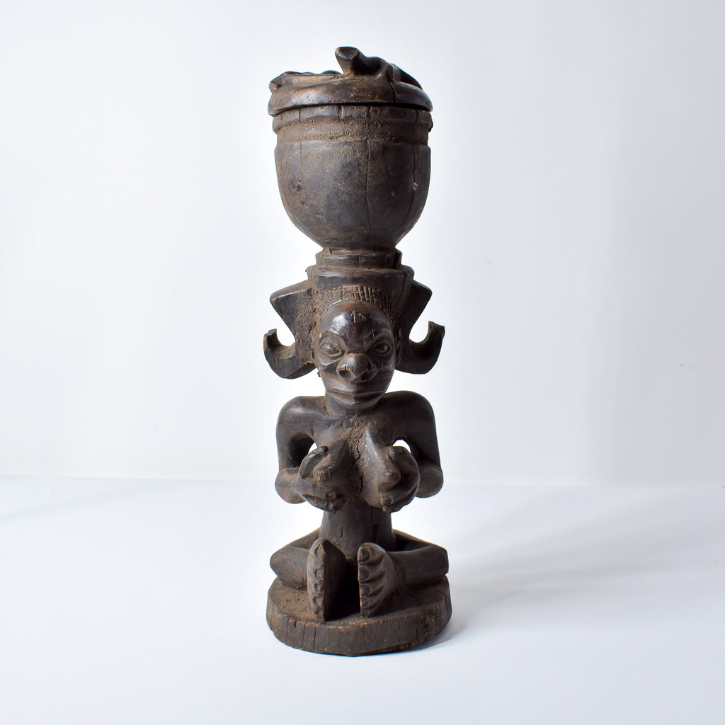 Chokwe Figure with Bowl with Lid Congo