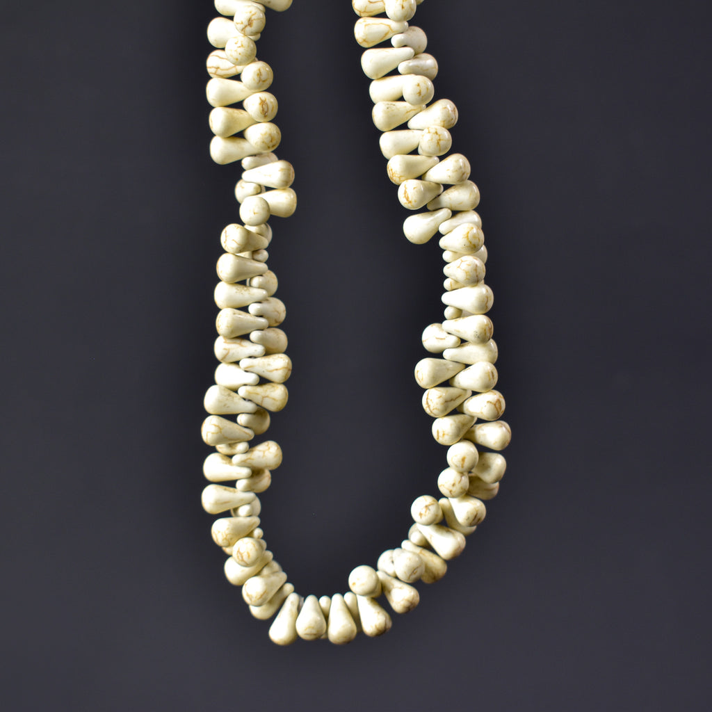 Bohemian White Teardrop Trade Beads Czech 34 Inch