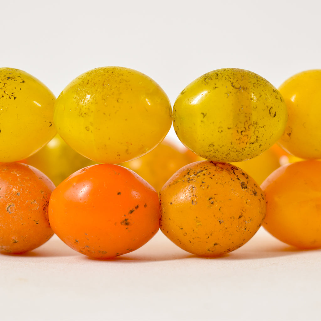 Venetian Pigeon Egg Yellow and Orange Large Trade Beads