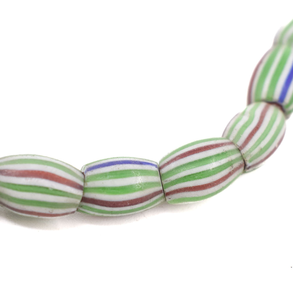 Green Striped Melon Venetian Trade Beads