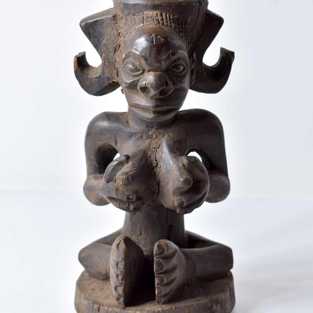 Chokwe Figure with Bowl with Lid Congo