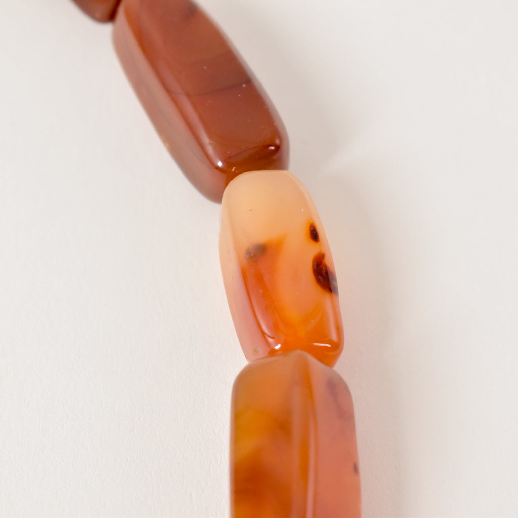 Carnelian Stone Faceted Rectangular Trade Beads