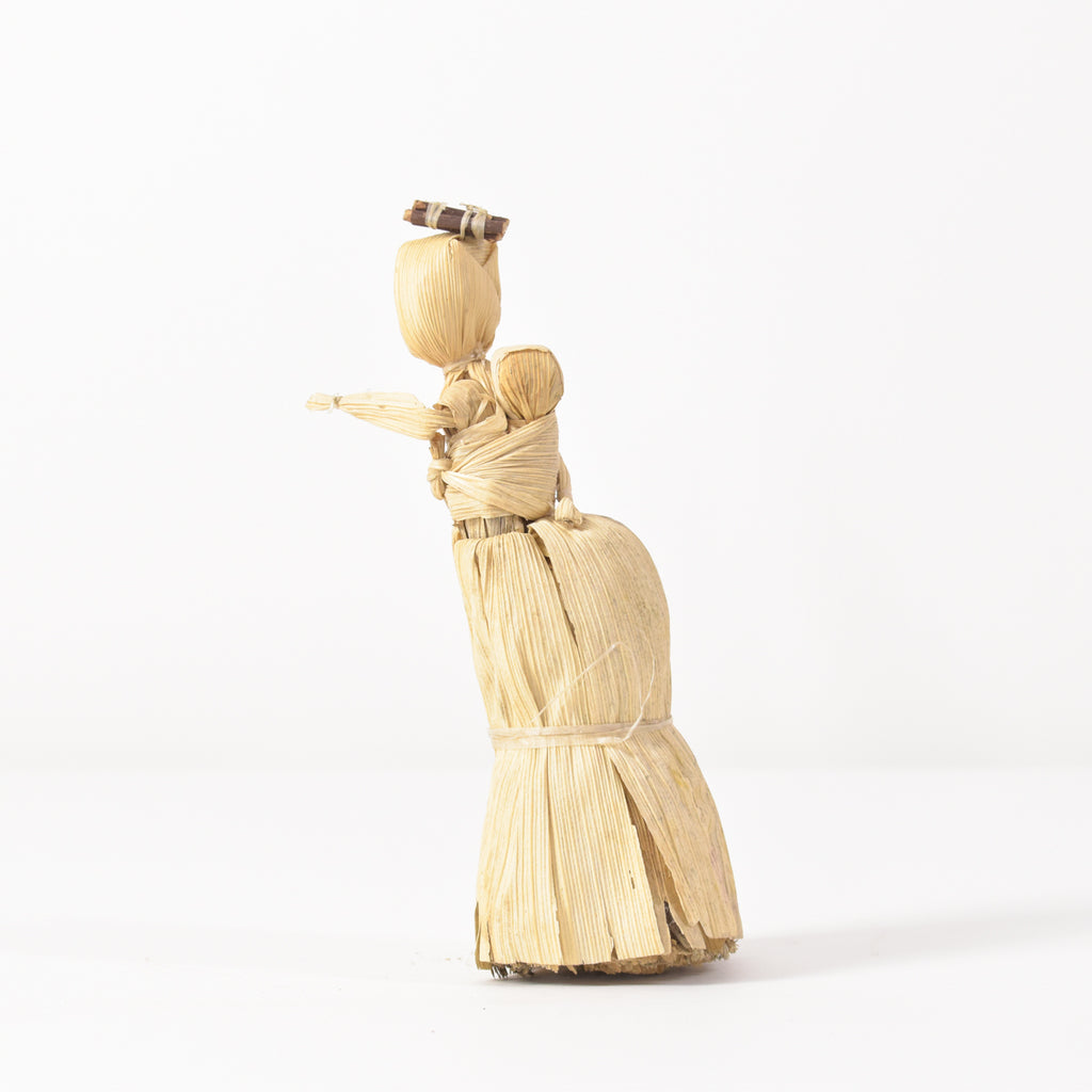 Corn Husk Mother and Child Figurine Zimbabwe