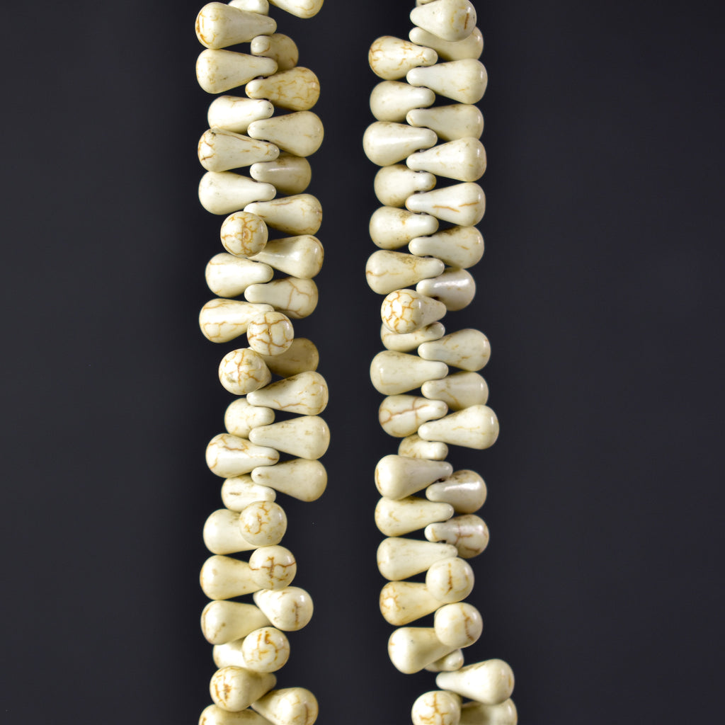 Bohemian White Teardrop Trade Beads Czech 34 Inch