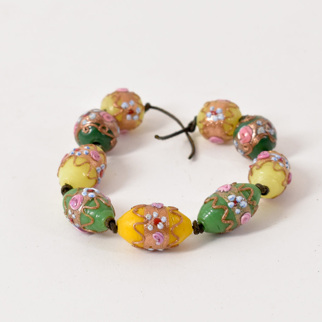 9 Floral Venetian Trade Beads Ericson Collection