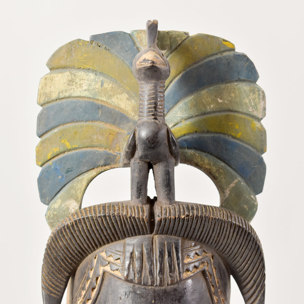 Guro Yaure Portrait Mask With Bird Crest and Horns Côte d'Ivoire