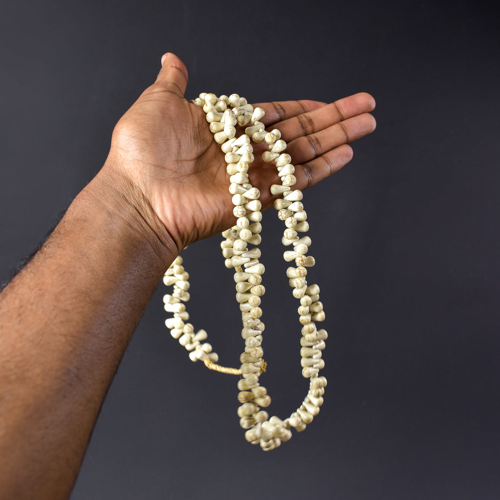 Bohemian White Teardrop Trade Beads Czech 34 Inch