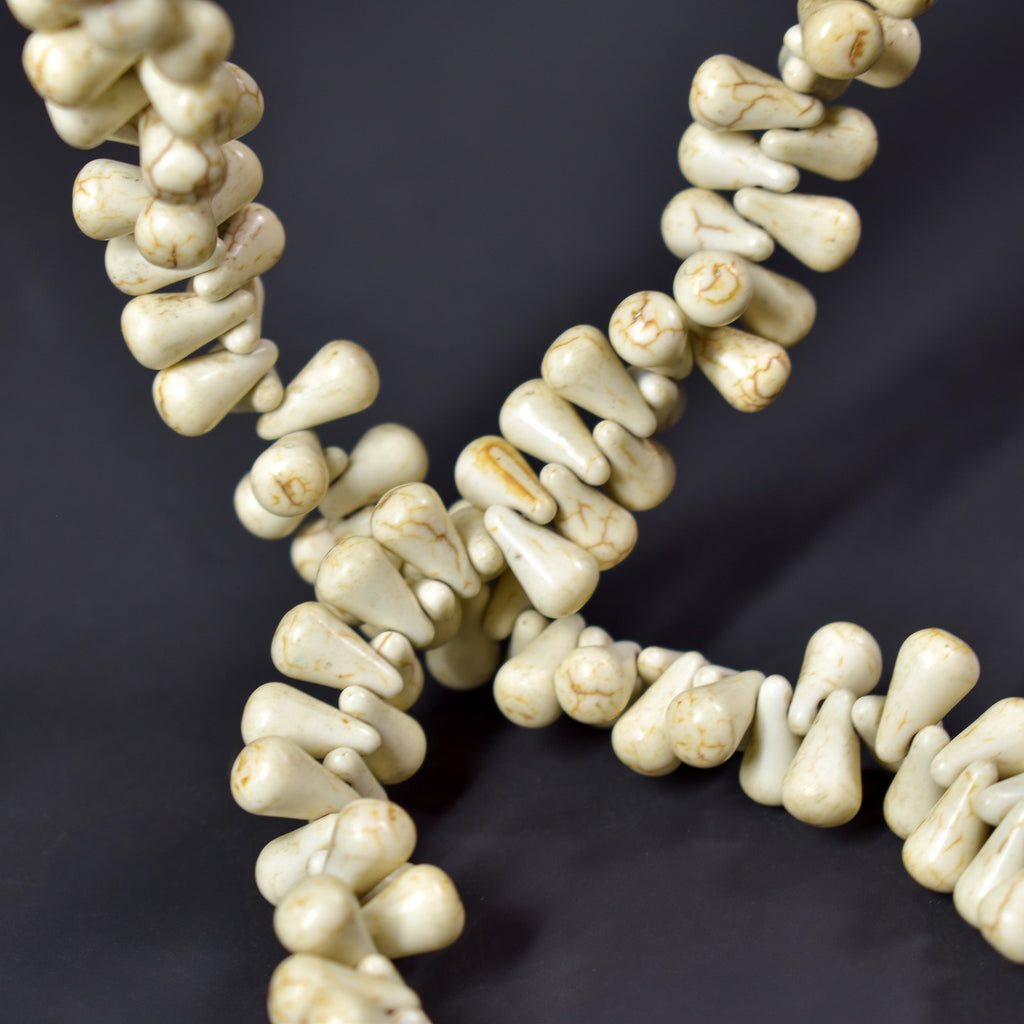 Bohemian White Teardrop Trade Beads Czech 34 Inch