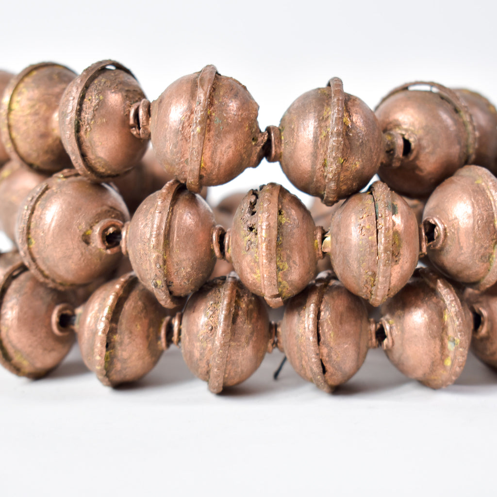 Large Ethiopian Copper Colored Metal Beads