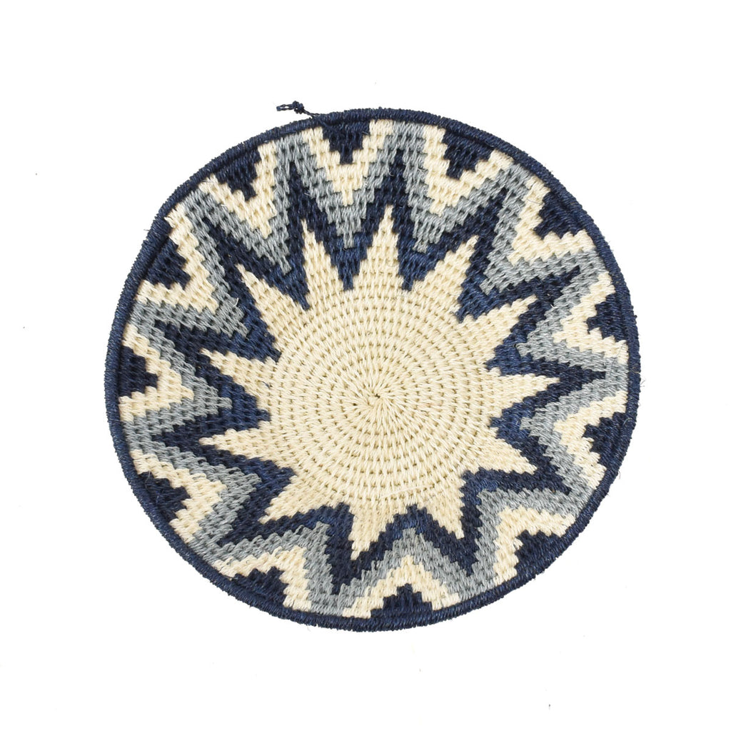 Blue and White Star Sisal Handwoven Basket