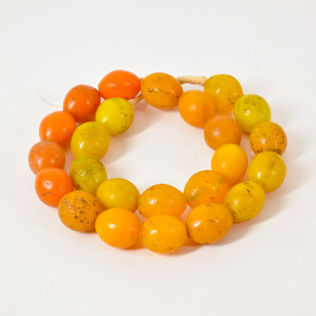 Venetian Pigeon Egg Yellow and Orange Large Trade Beads