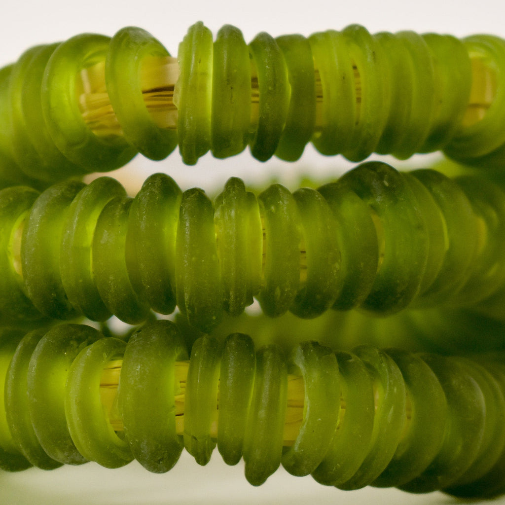Italian Glass Rings Translucent Green Trade Beads