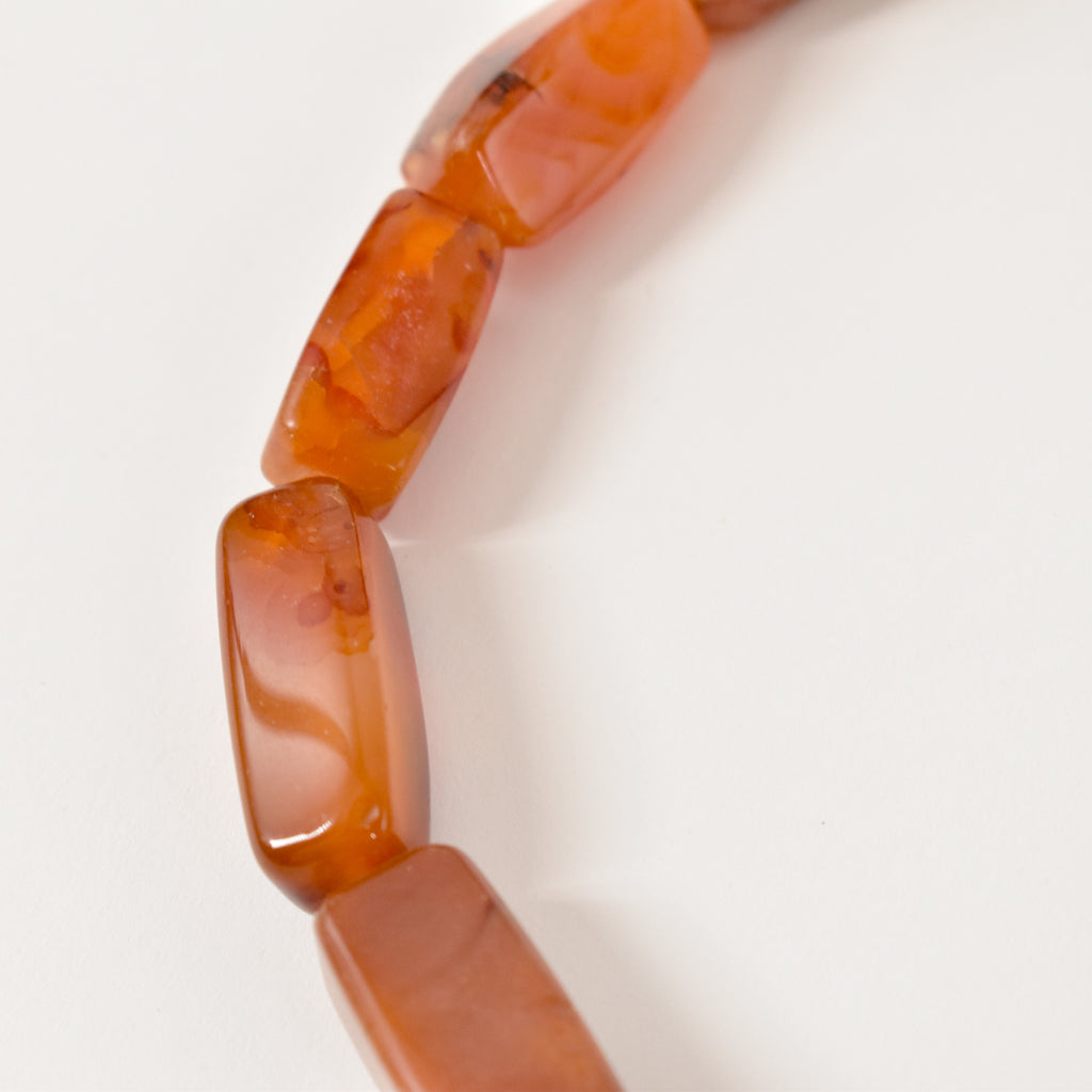 Carnelian Stone Faceted Rectangular Trade Beads