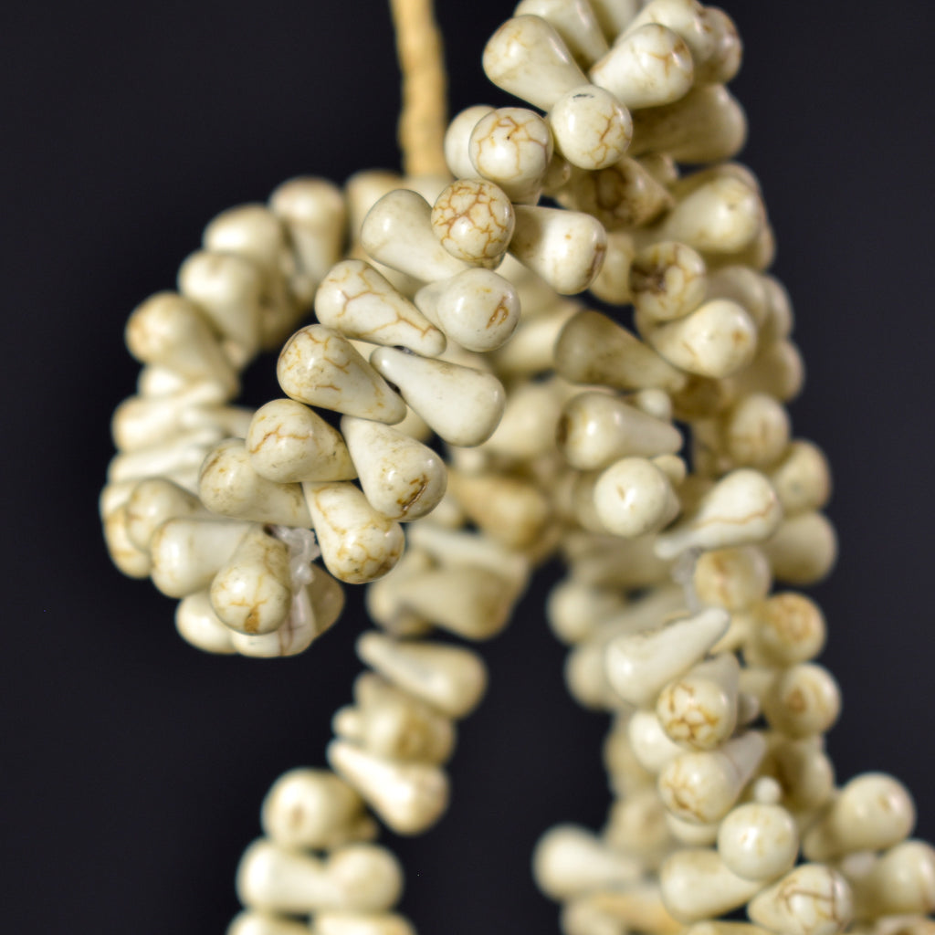 Bohemian White Teardrop Trade Beads Czech 34 Inch