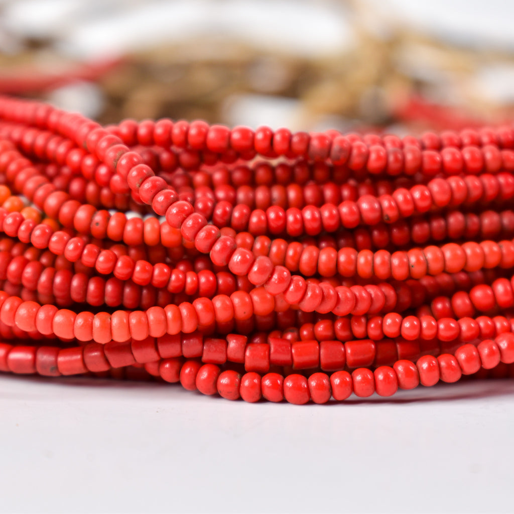 19 Strands Old Seed Red Mixed Trade Beads