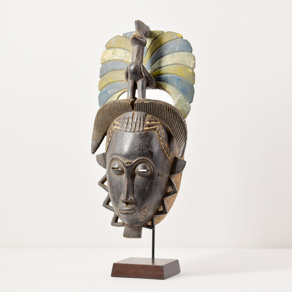 Guro Yaure Portrait Mask With Bird Crest and Horns Côte d'Ivoire