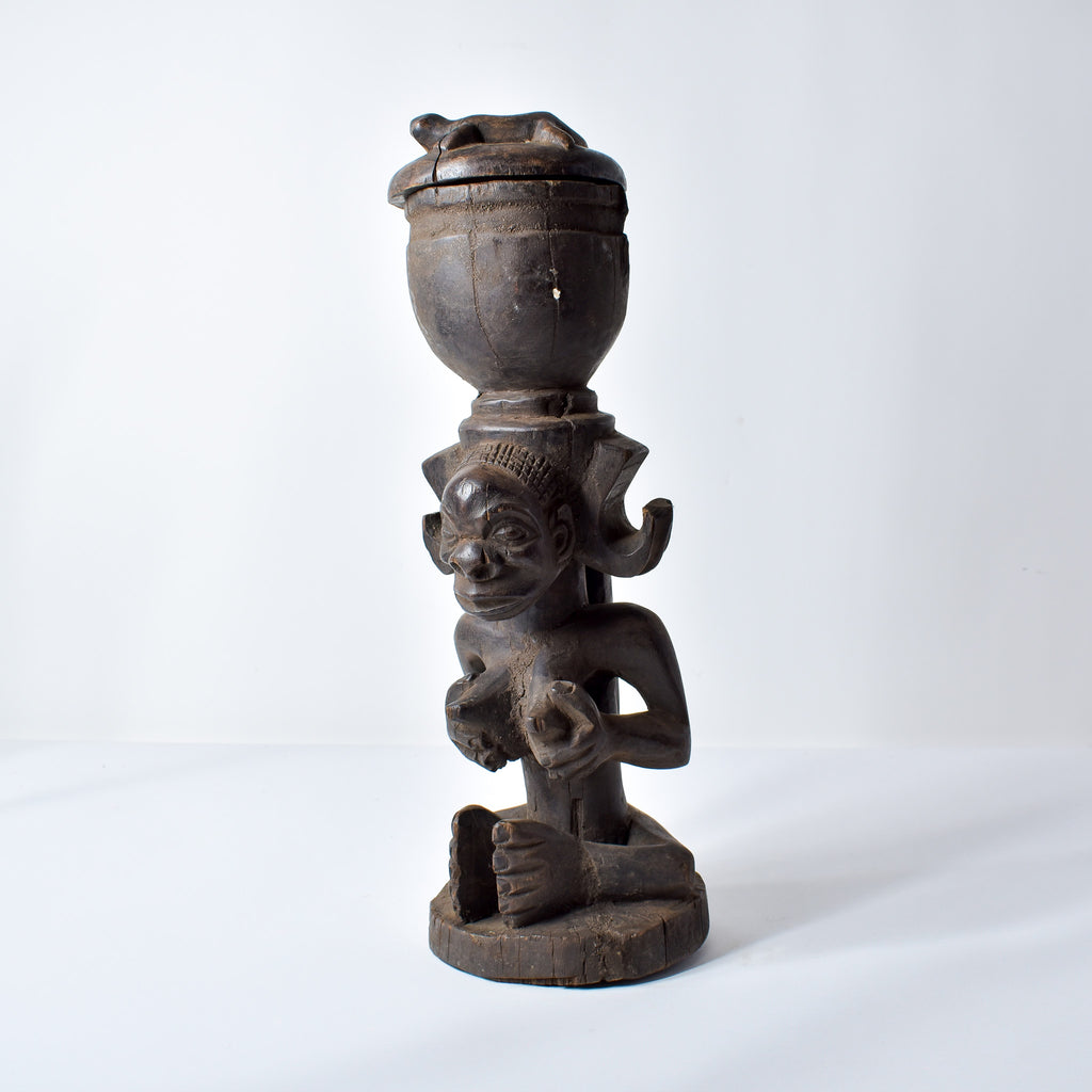 Chokwe Figure with Bowl with Lid Congo