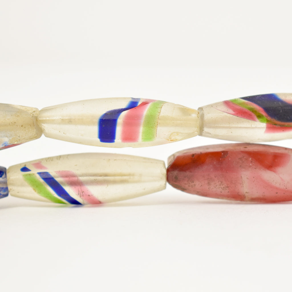 Faceted Czech Pink and White and Translucent 28 Inches
