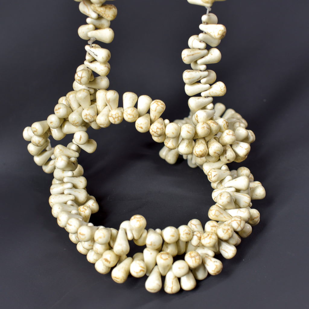 Bohemian White Teardrop Trade Beads Czech 34 Inch