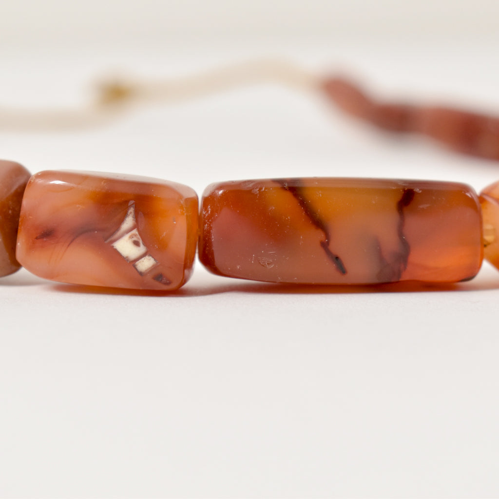 Carnelian Stone Faceted Rectangular Trade Beads