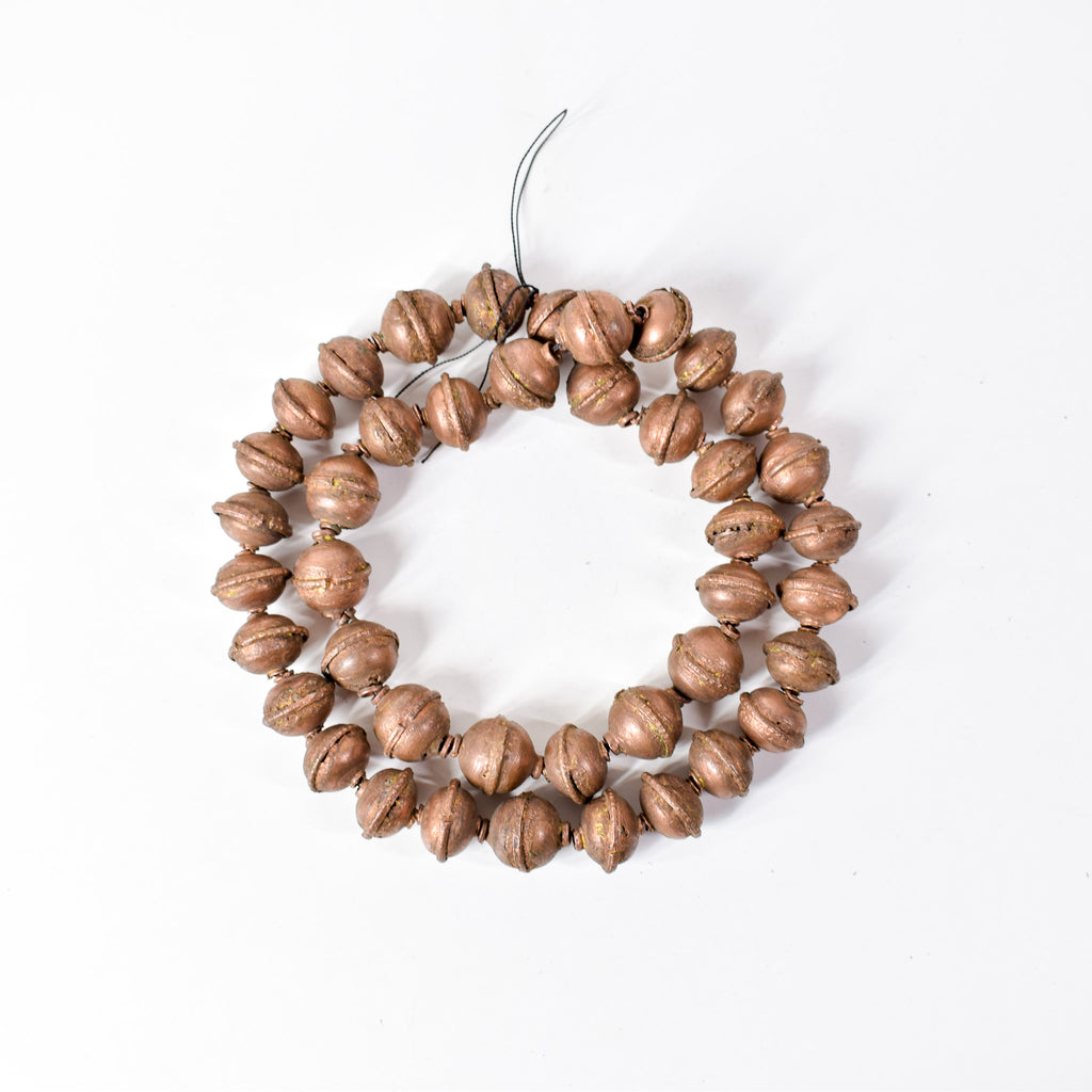 Large Ethiopian Copper Colored Metal Beads