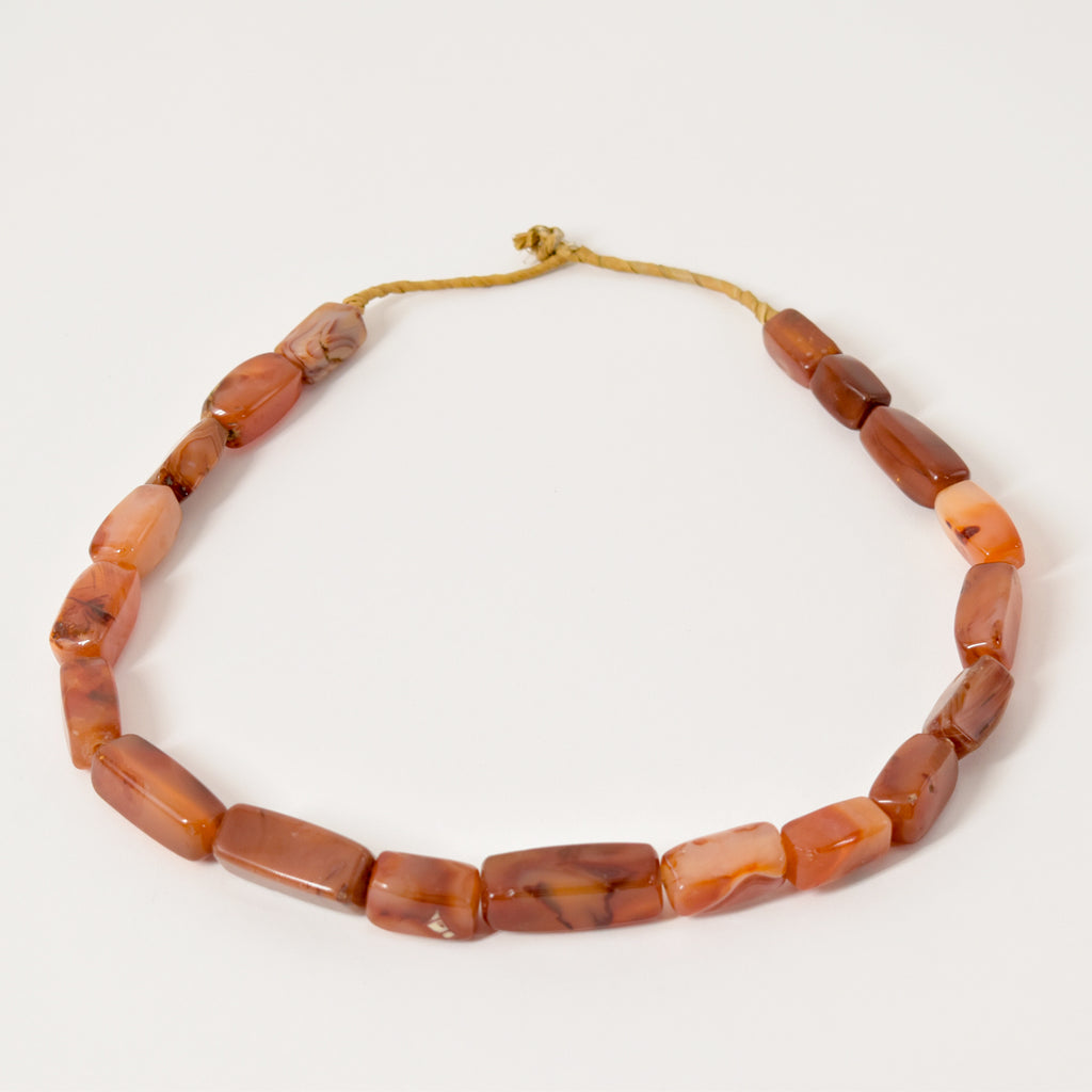 Carnelian Stone Faceted Rectangular Trade Beads