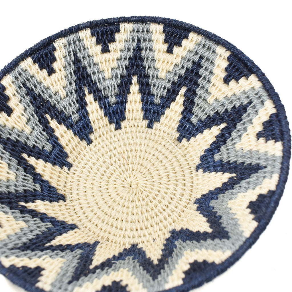 Blue and White Star Sisal Handwoven Basket