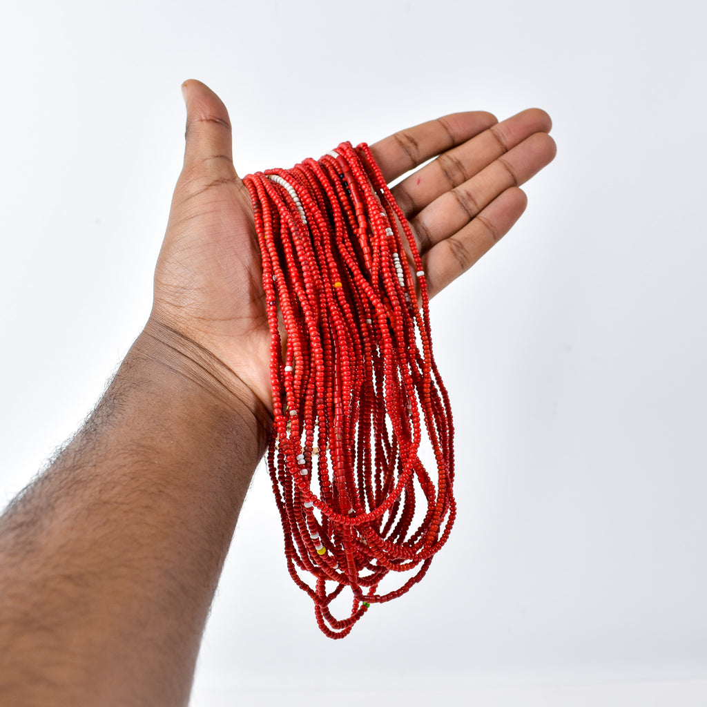 19 Strands Old Seed Red Mixed Trade Beads
