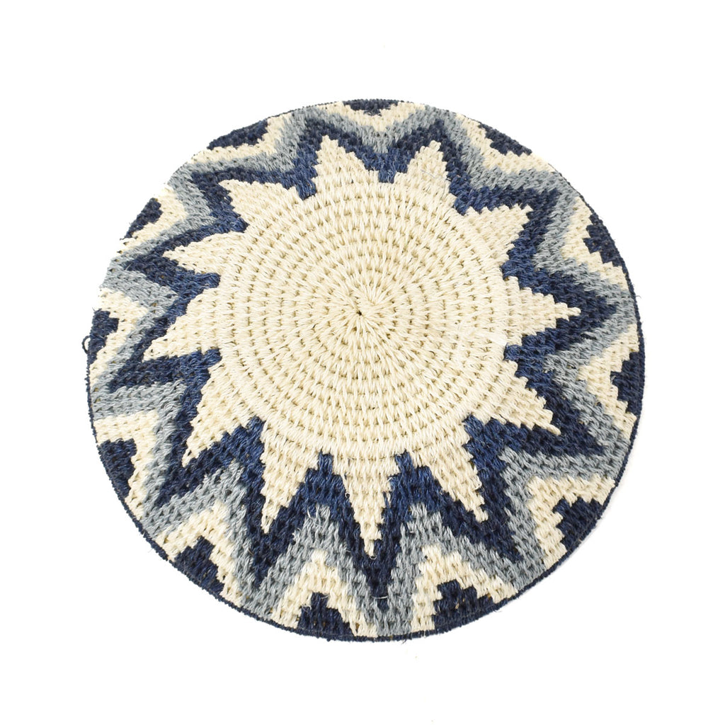 Blue and White Star Sisal Handwoven Basket