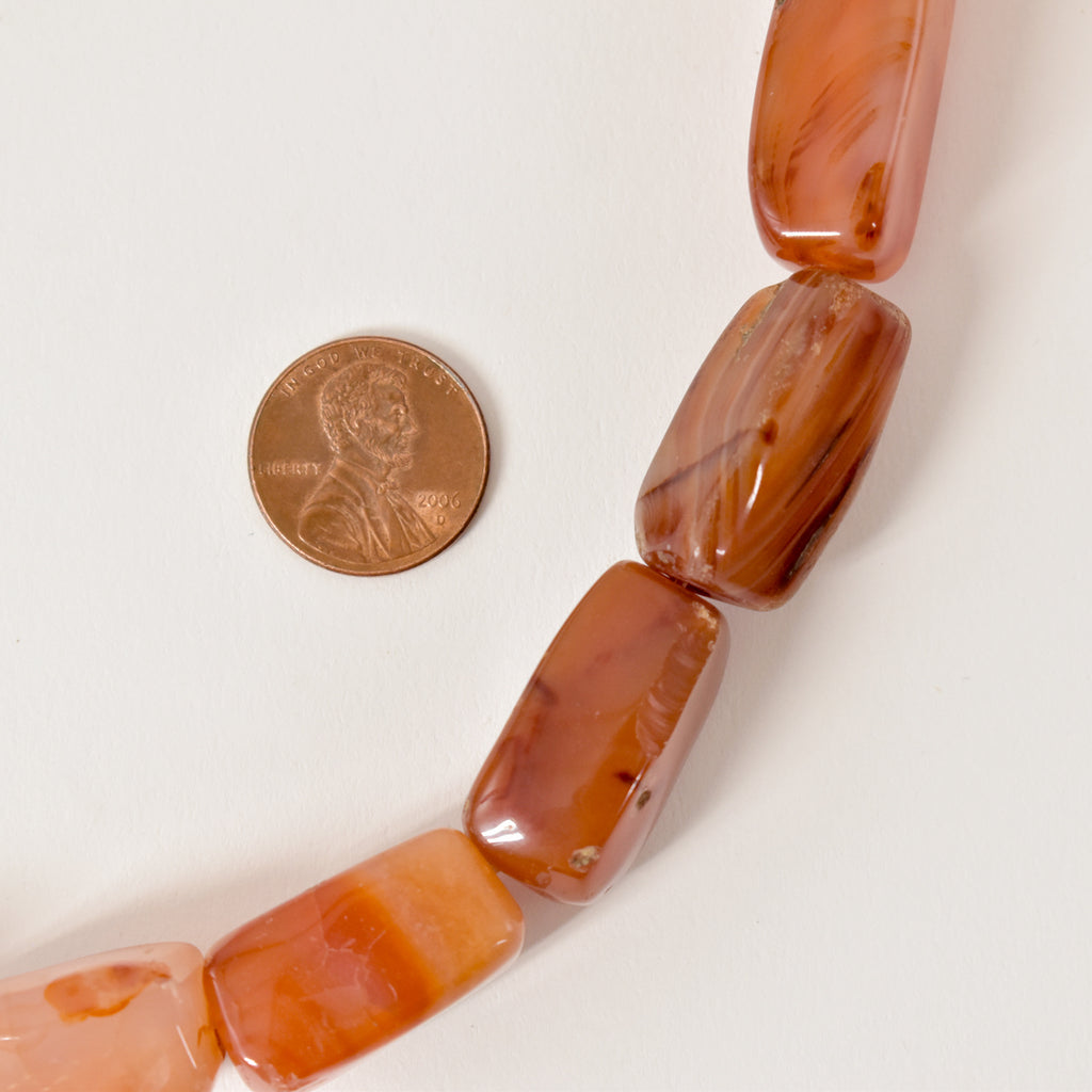 Carnelian Stone Faceted Rectangular Trade Beads