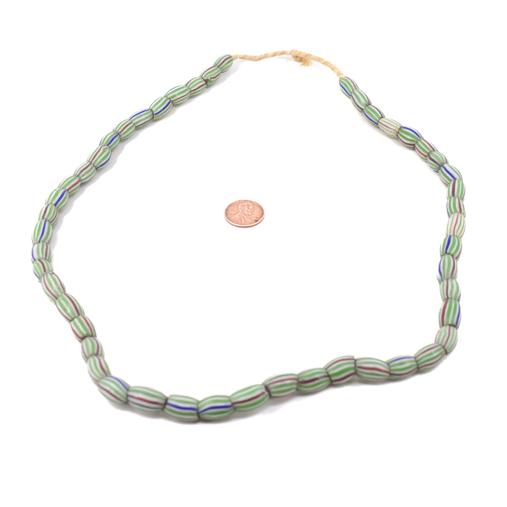 Green Striped Melon Venetian Trade Beads