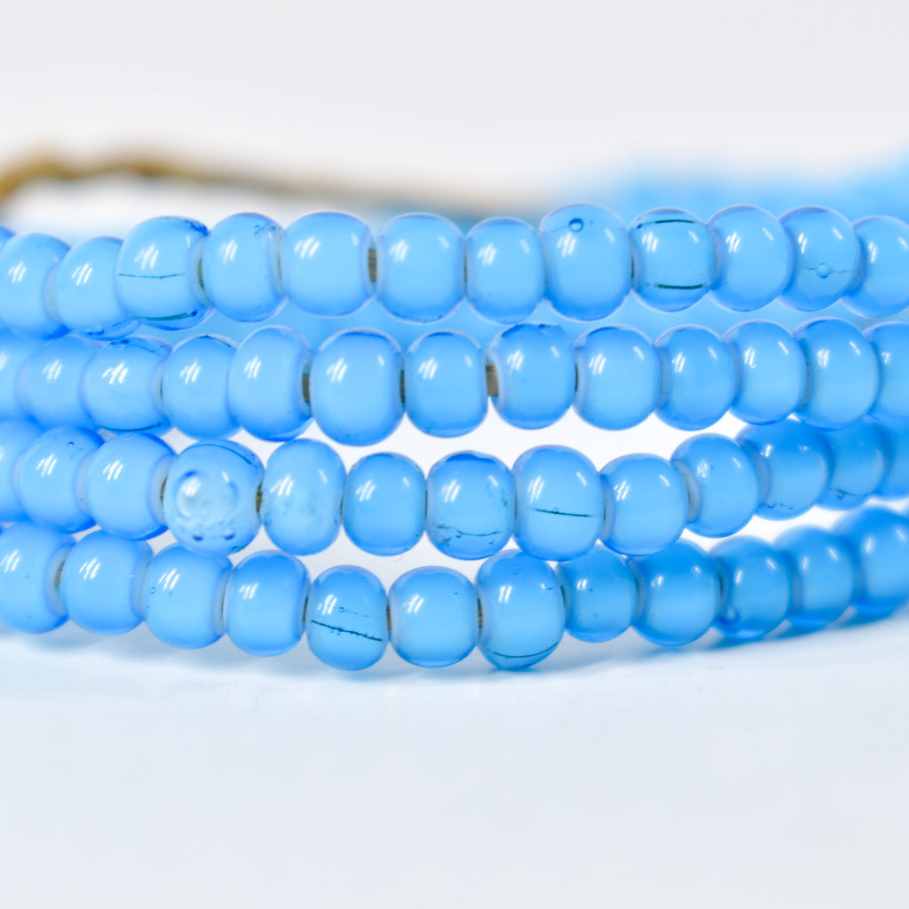 New White Heart 3mm Venetian Blue Trade Beads