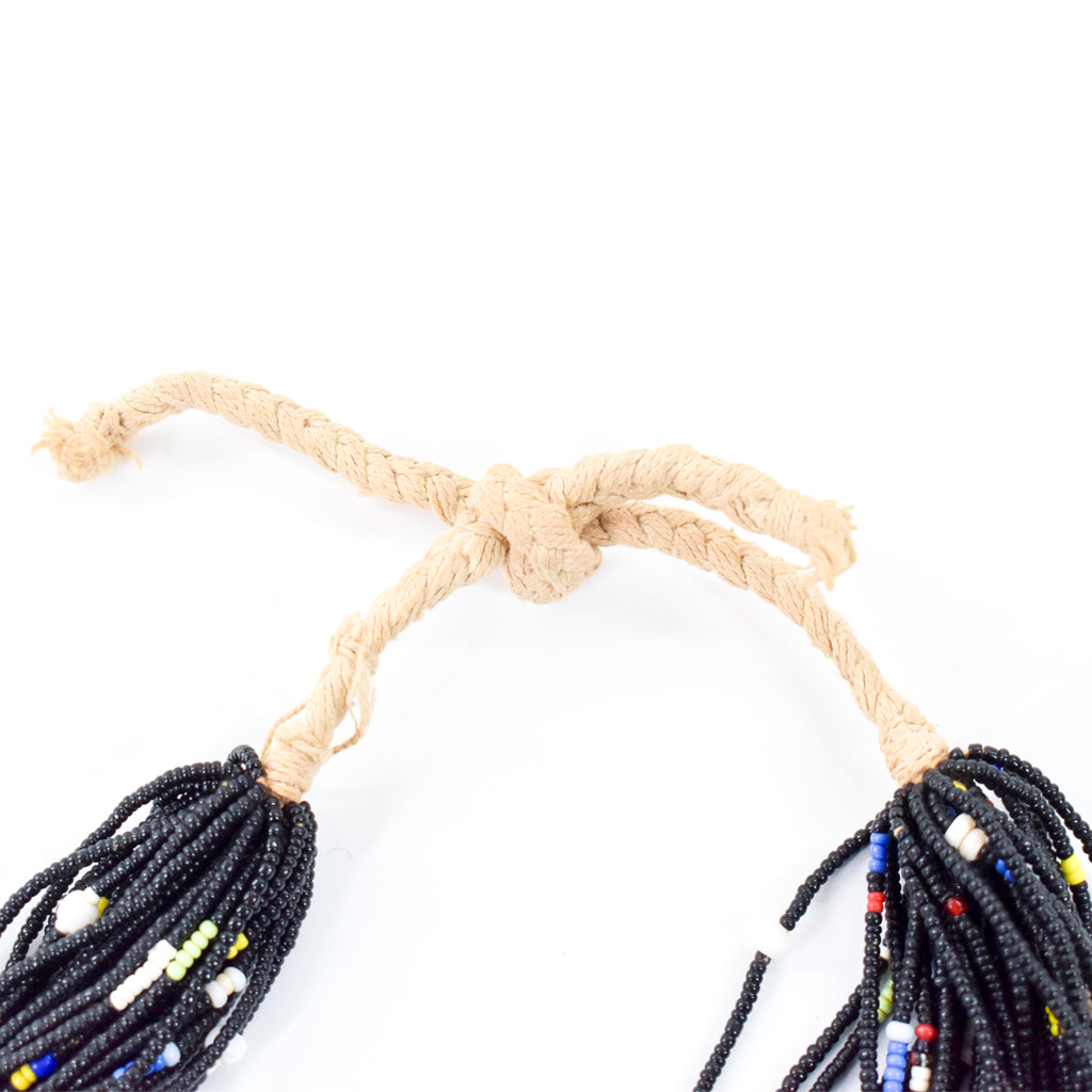 Black and Multi-colored Baule Tamba Seed Bead Necklace