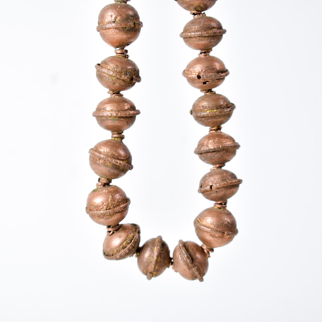 Large Ethiopian Copper Colored Metal Beads