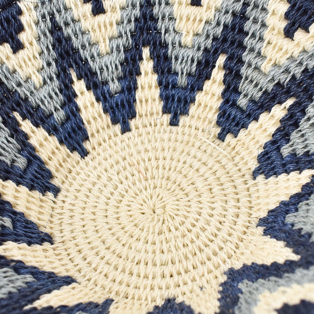 Blue and White Star Sisal Handwoven Basket