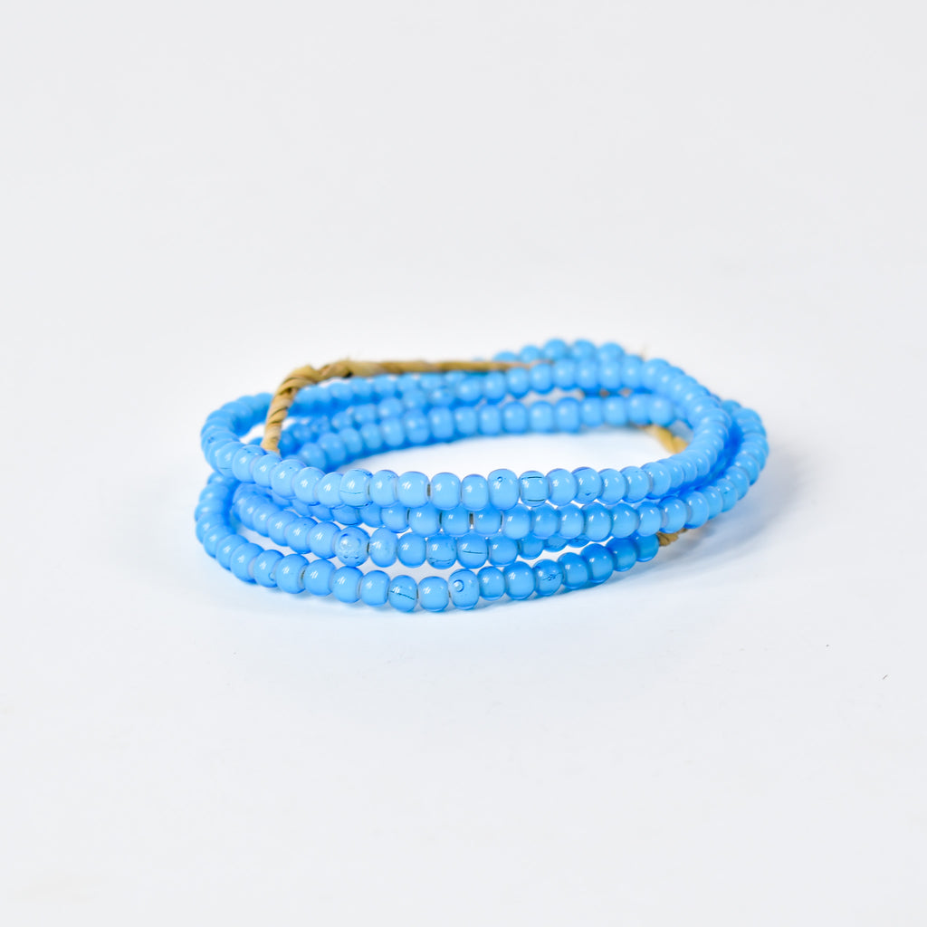 New White Heart 3mm Venetian Blue Trade Beads