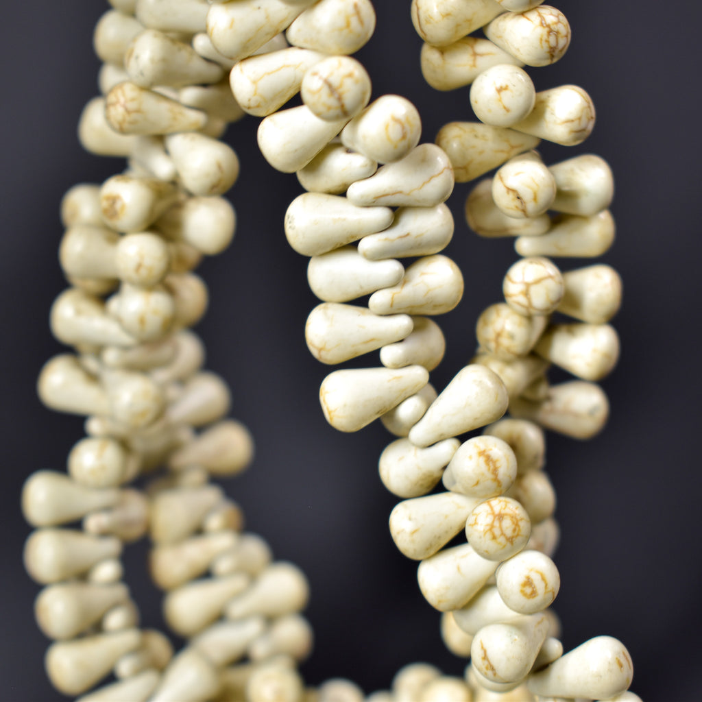 Bohemian White Teardrop Trade Beads Czech 34 Inch