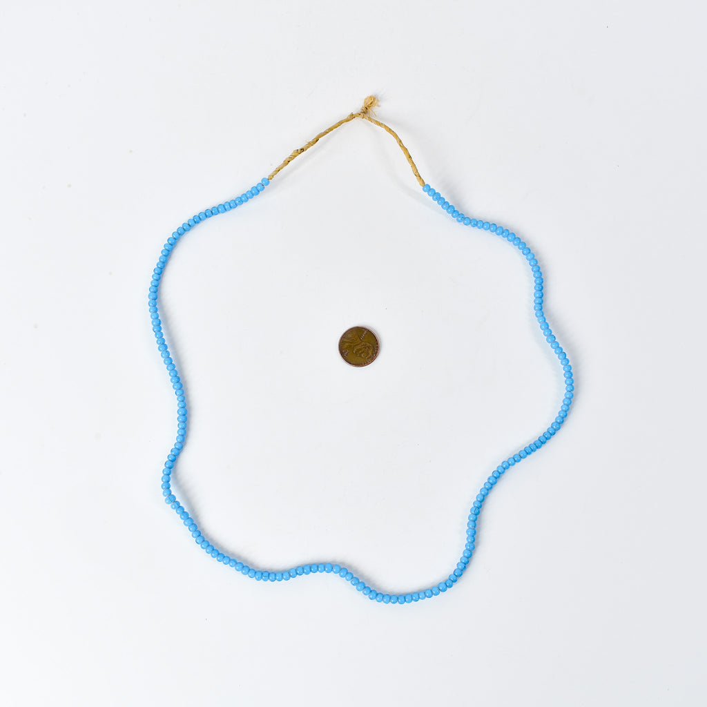 New White Heart 3mm Venetian Blue Trade Beads