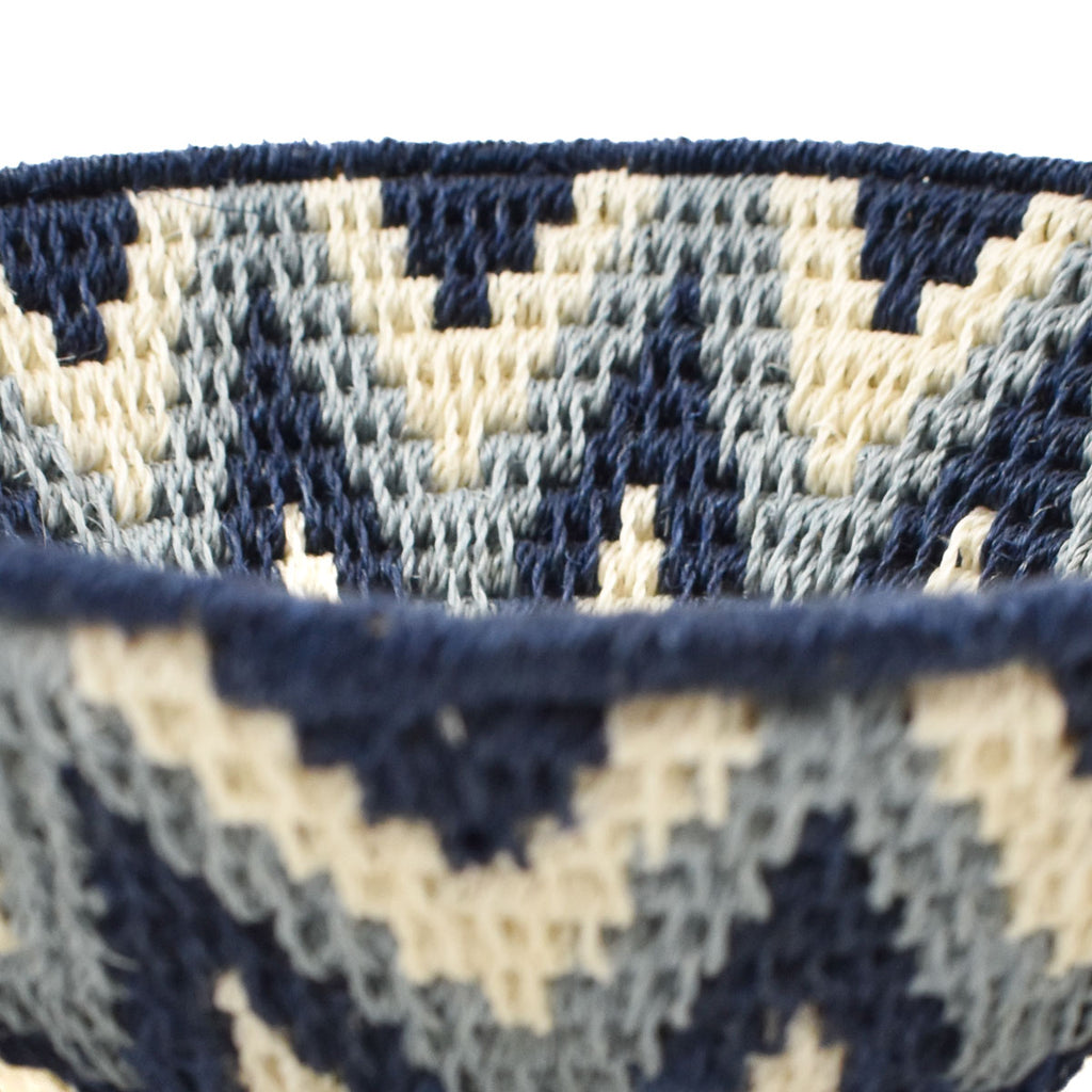 Blue and White Star Sisal Handwoven Basket