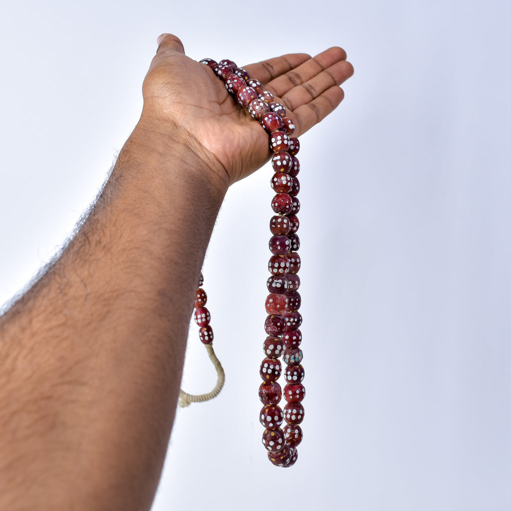 Double Row Skunk Venetian Red Trade Beads 38 Inch