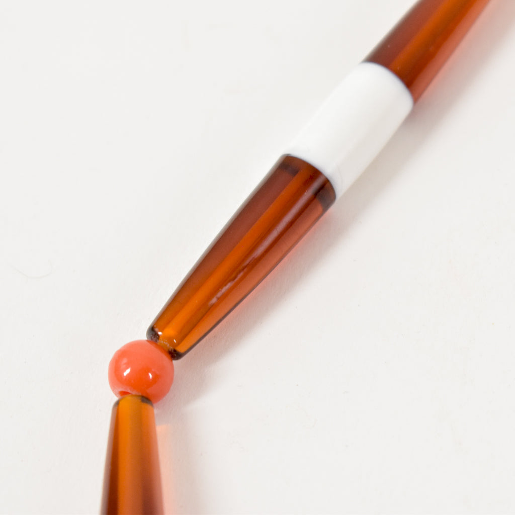 Bohemian Orange and White Tubular Bicone Translucent Trade Beads Czech 34 inches