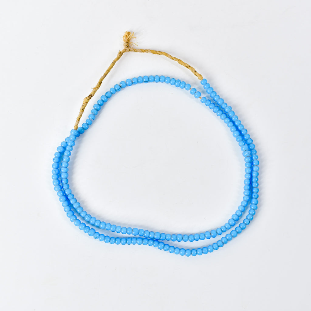 New White Heart 3mm Venetian Blue Trade Beads