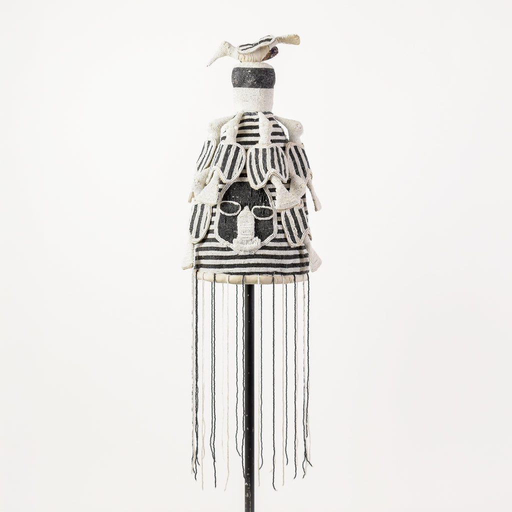 Yoruba White and Black Beaded Crown Nigeria
