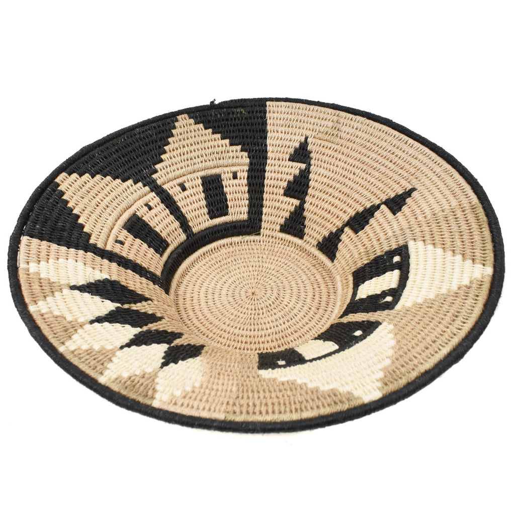 Beige Geometric House Sisal Handwoven Basket