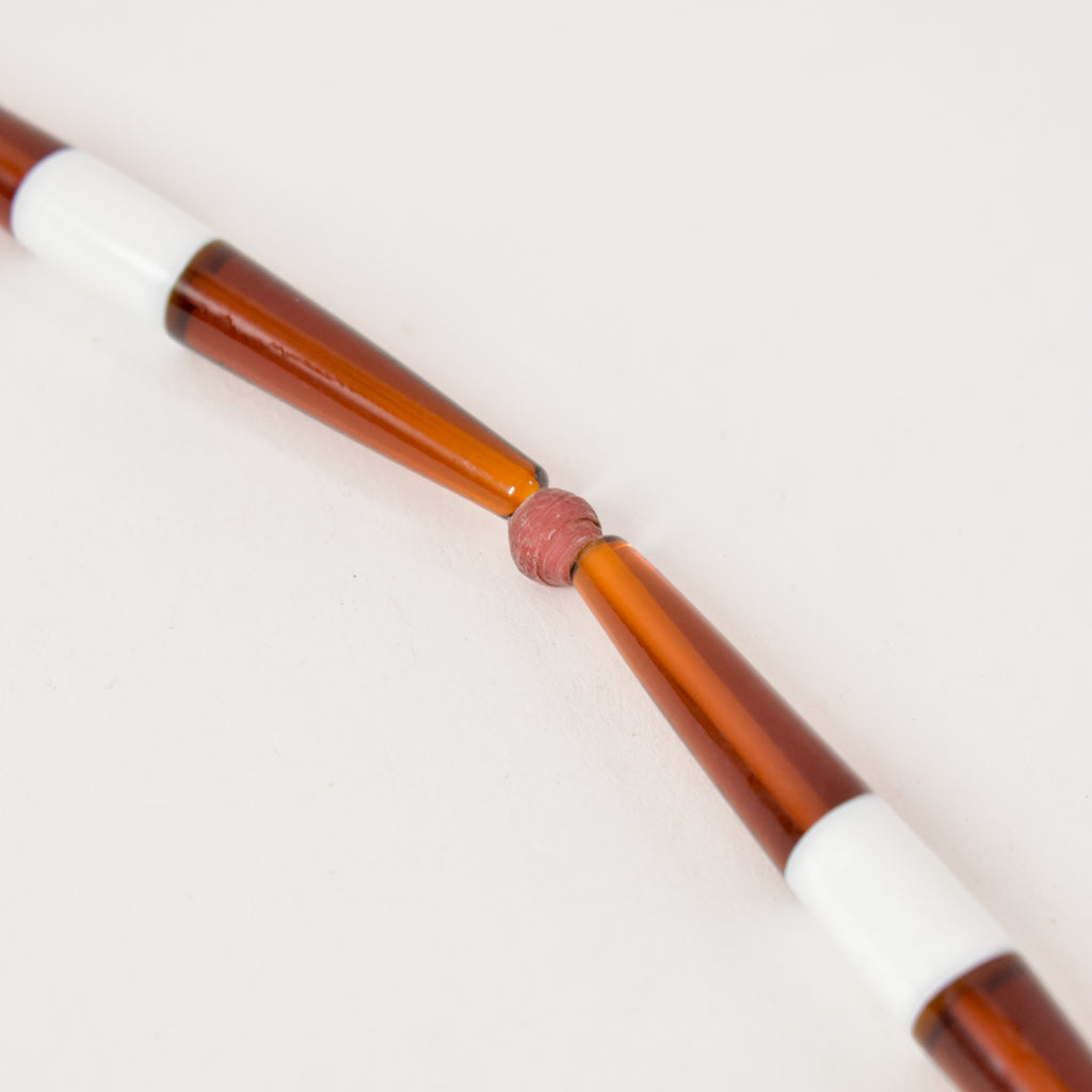 Bohemian Orange and White Tubular Bicone Translucent Trade Beads Czech 34 inches
