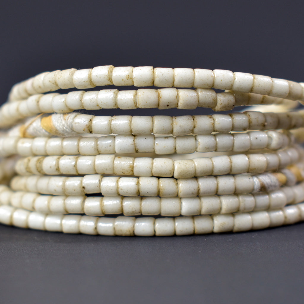 2 Strands Tile White Trade Beads