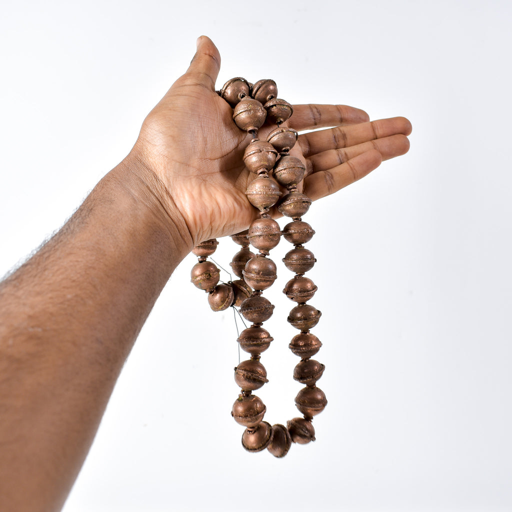 Large Ethiopian Copper Colored Metal Beads